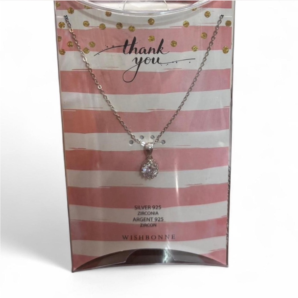 Wishbonne 925 Silver Zirconia “Thank You” Necklace – Gift Ready
